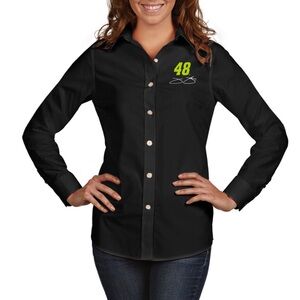 Women's Antigua Black Jimmie Johnson Dynasty Button-Down Woven Long Sleeve